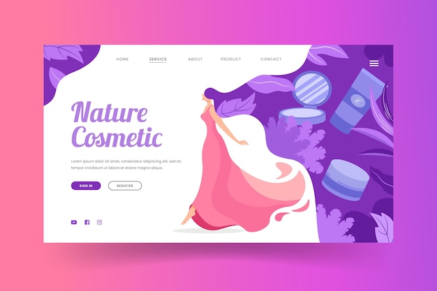 Free vector nature cosmetics landing page