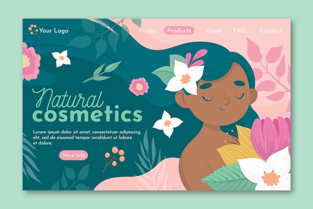 Free vector nature cosmetics landing page