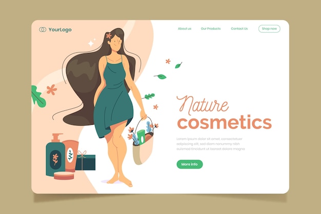 Free vector nature cosmetics - landing page