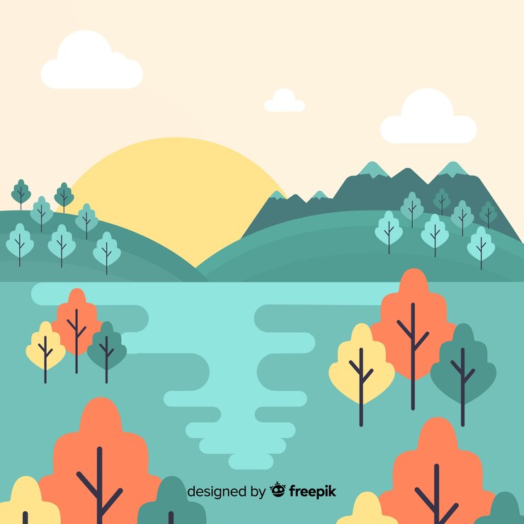 無料Vector 自然の装飾的な風景フラットデザイン