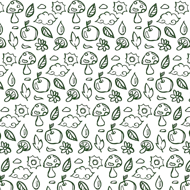 Nature doodles pattern
