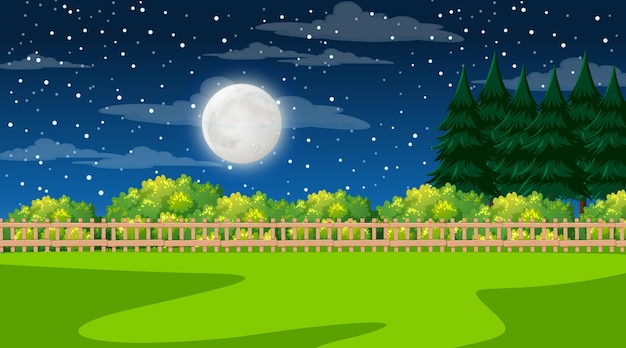 Nature forest landscape at night scene