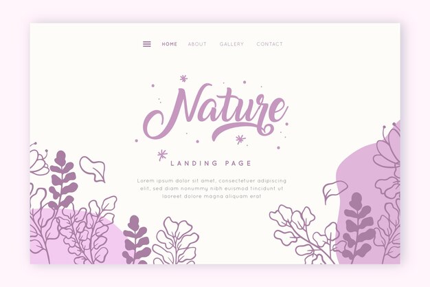 Nature hand-drawn landing page template