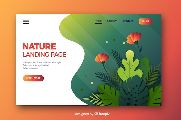 Nature landing page flat design