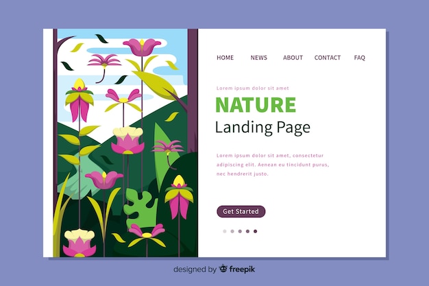 Design piatto di landing page natura