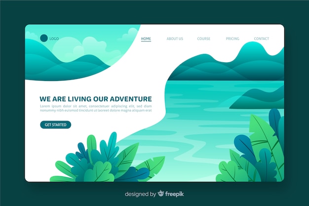 Nature landing page flat design