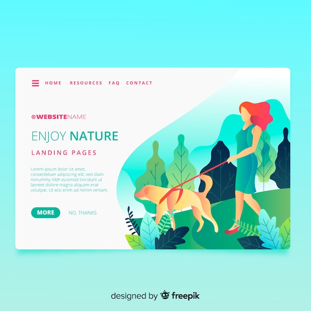 Nature landing page in flat design