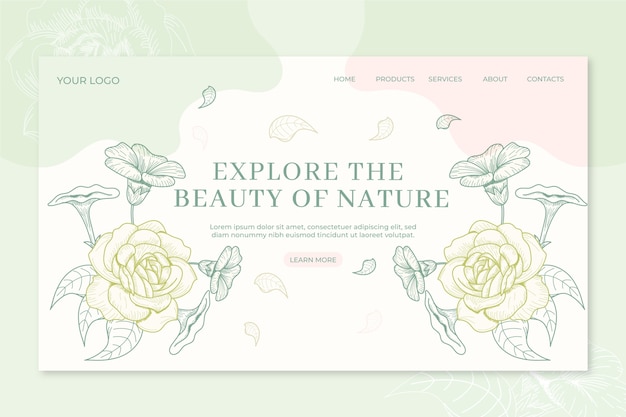 Free vector nature landing page hand drawn