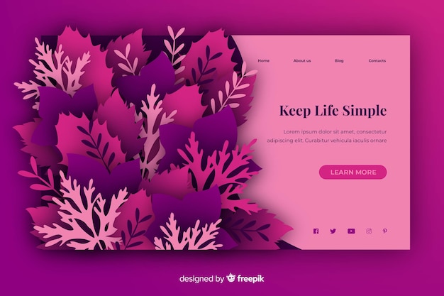 Nature landing page template in paper style