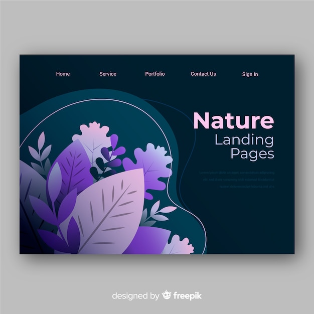 Free vector nature landing page template
