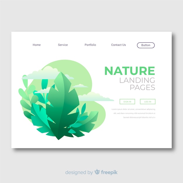 Free vector nature landing page template