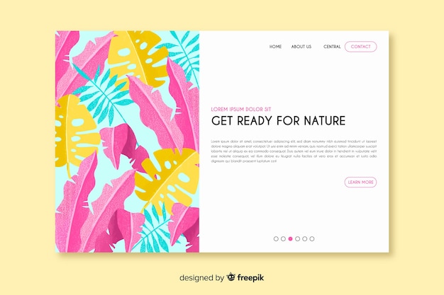 Free vector nature landing page with flowers