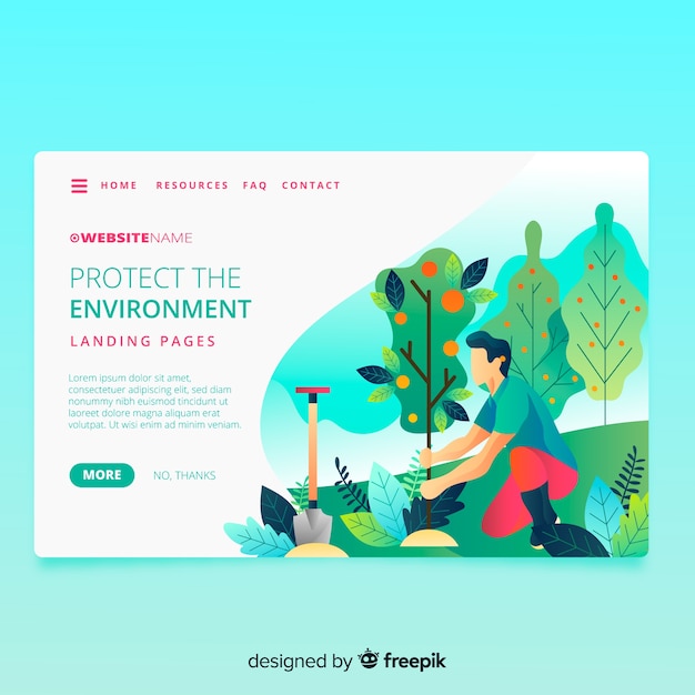 Free vector nature landing page with illustration