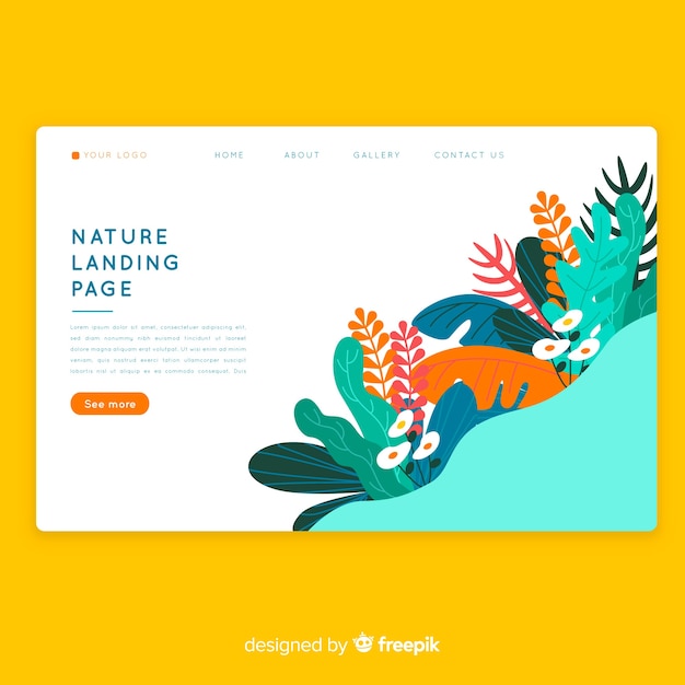 Free vector nature landing page