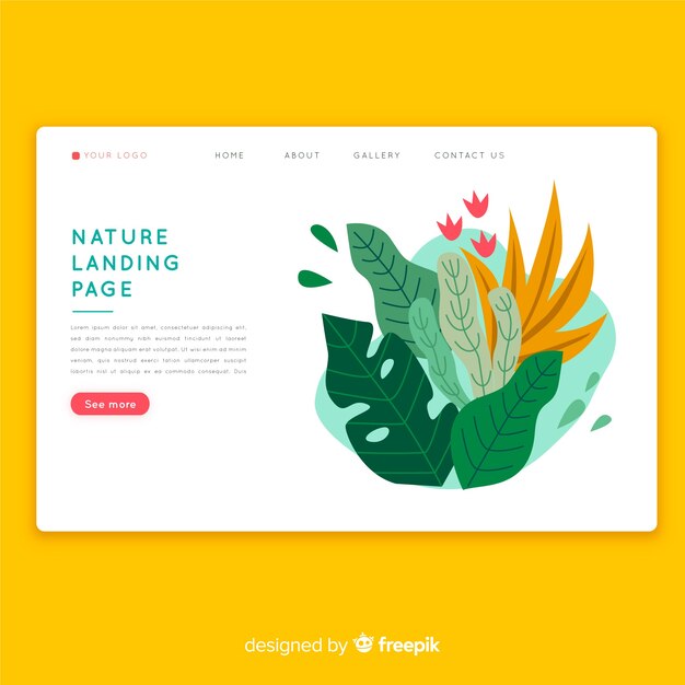 Free vector nature landing page