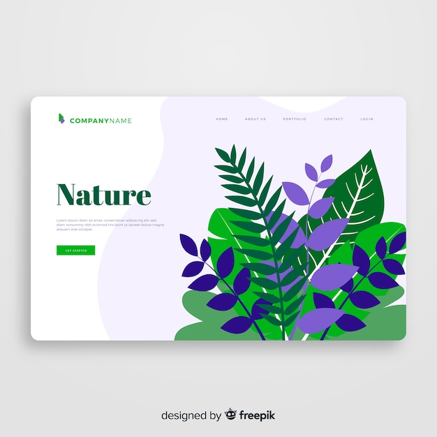 Free vector nature landing page