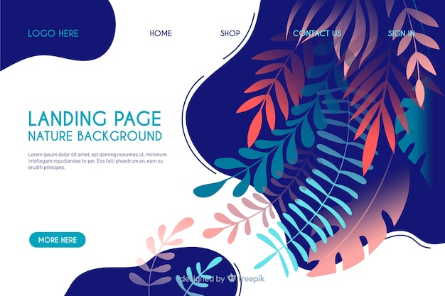 Free vector nature landing page