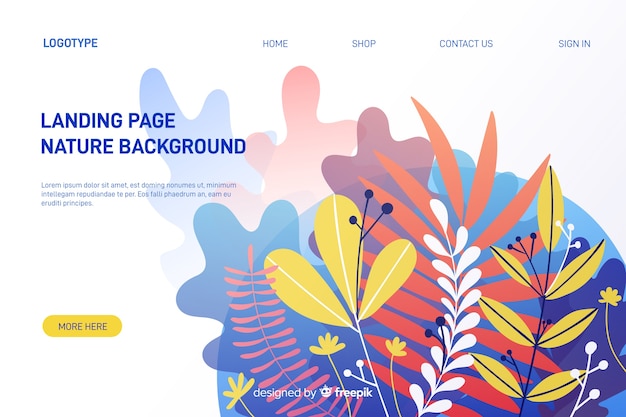 Free vector nature landing page