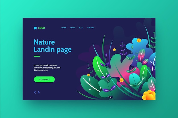 Free vector nature landing pages template