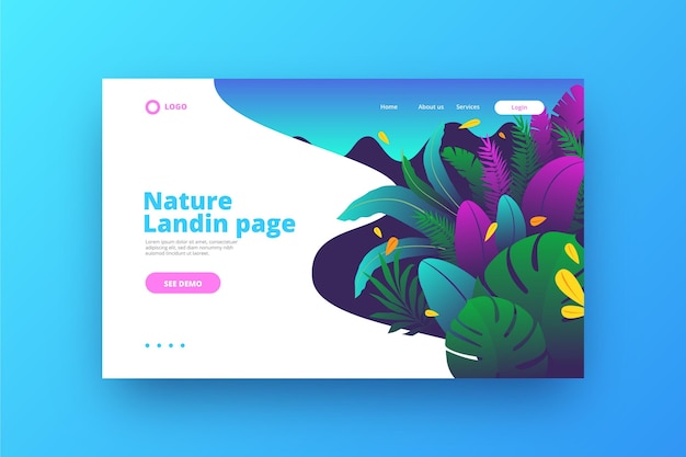 Free vector nature landing pages template