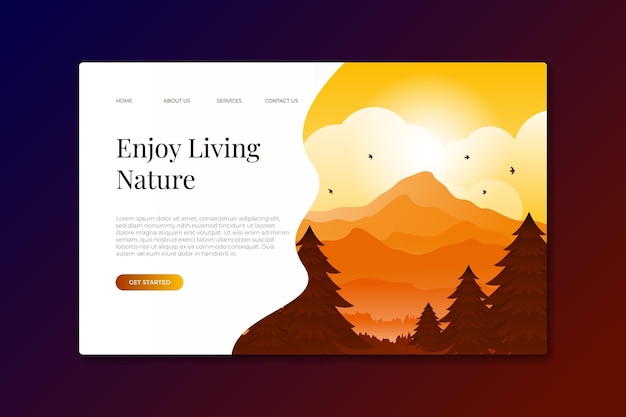 Free vector nature landing pages template