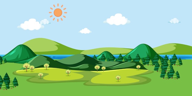 Nature landscape in cartoon style