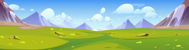 Free vector nature landscape with mountains green valley