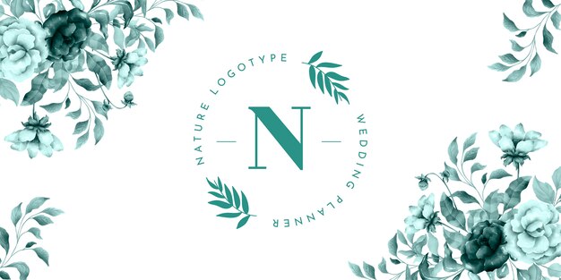 Nature logo banner with vintage flowers
