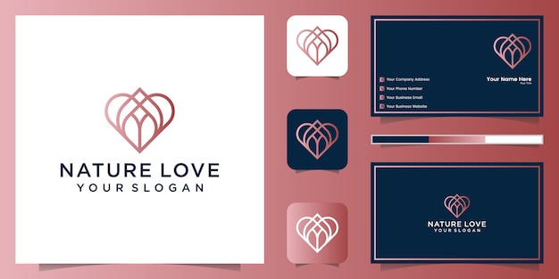 Premium Vector Nature Love Logo Line Art Style And Business Card Premium Vector Nature Love Logo Line Art Style And Business Card