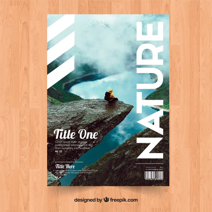Free Vector nature magazine cover template