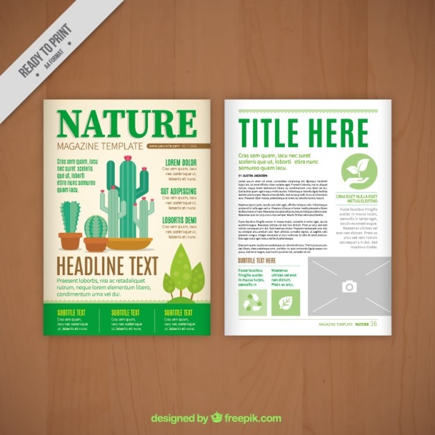 Vettore gratuito rivista nature con cactus