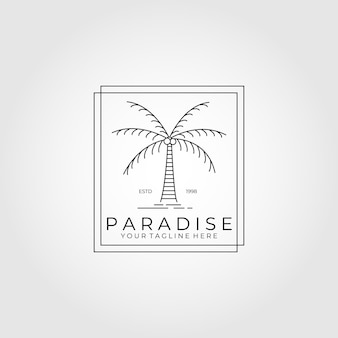 Природа пальма логотип вектор кокосовая линия искусства минималистский дизайн иллюстрации эмблемы.