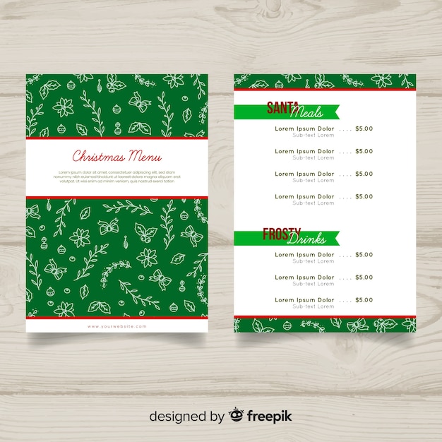 Nature pattern christmas menu