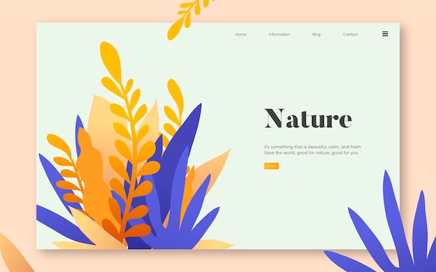 Vettore gratuito grafica di sito web informativo di natura e piante