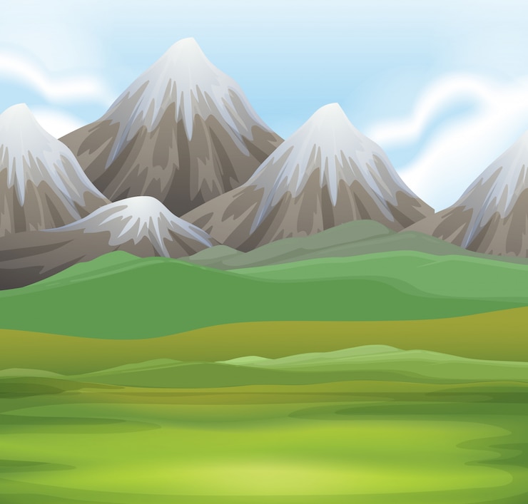 Free Vector nature scene background of field and mountains