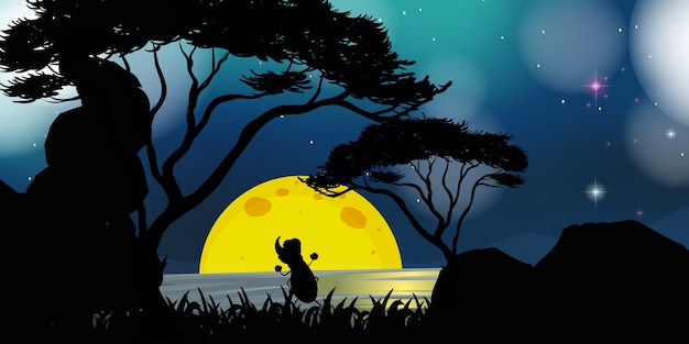 Free vector nature scene at night