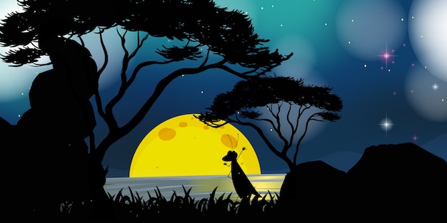 Free vector nature scene at night