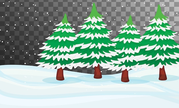 Free vector nature scene in winter season theme with transparent background