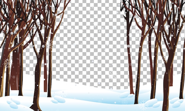 Free vector nature scene in winter season theme with transparent