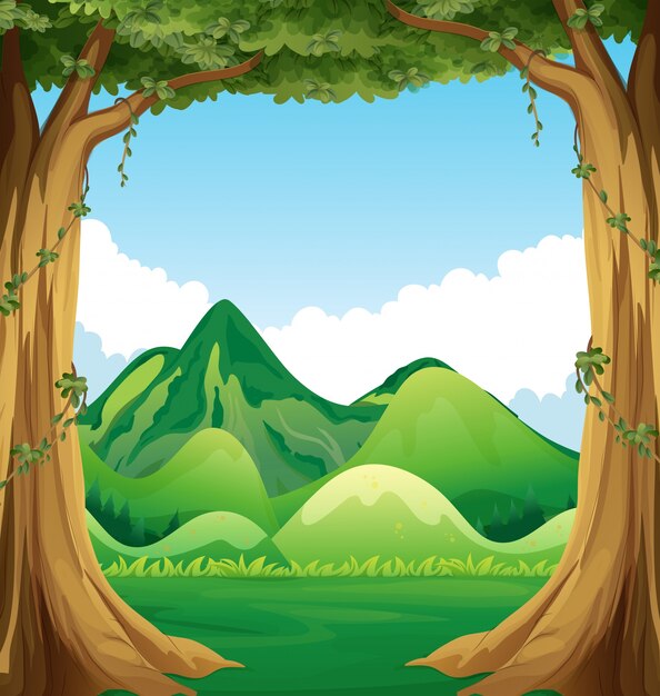 Nature scene with hills background illustration