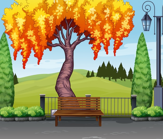 Free vector nature scene with tree in park