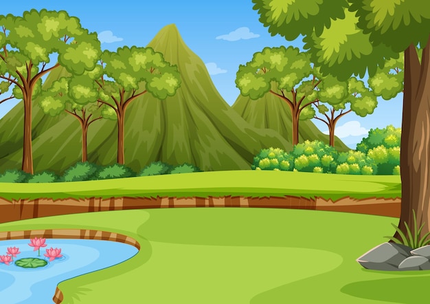 Free vector nature scene with trees and fields