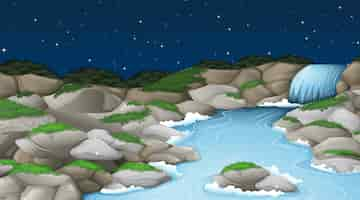 Free vector a nature stream landscape