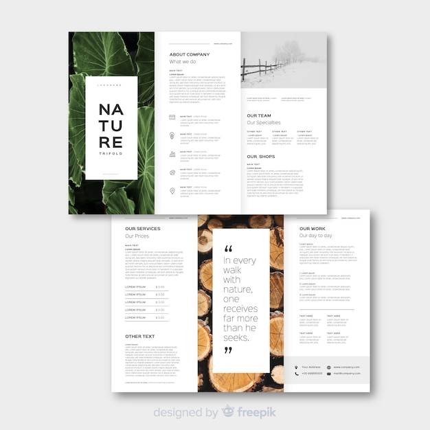 Free vector nature trifold brochure template