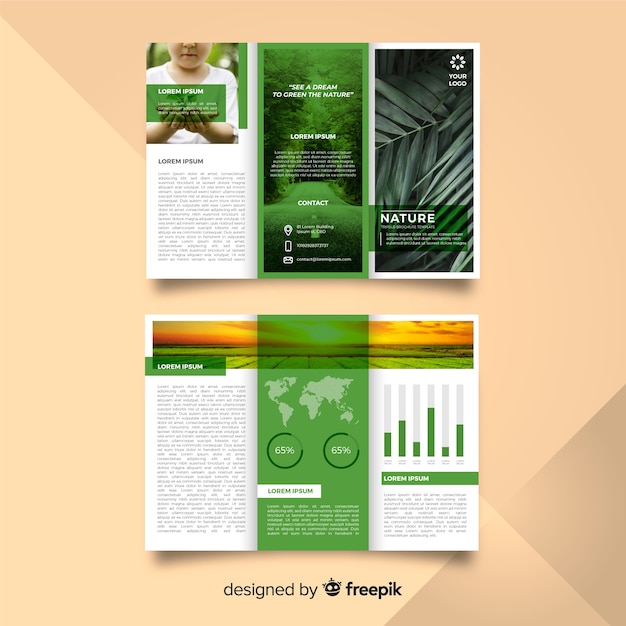 Free vector nature trifold flyer template