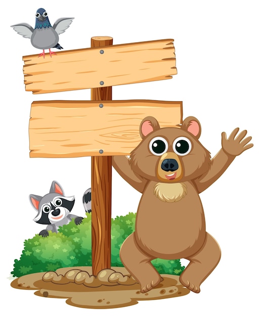 Free vector nature39s harmony bear raccoon and pigeon