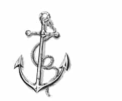 Free vector nautical anchor with rope hand drawn sketch vector illustration