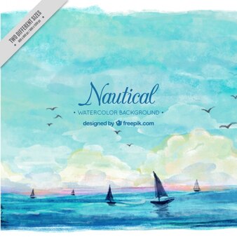 Nautical background, watercolors