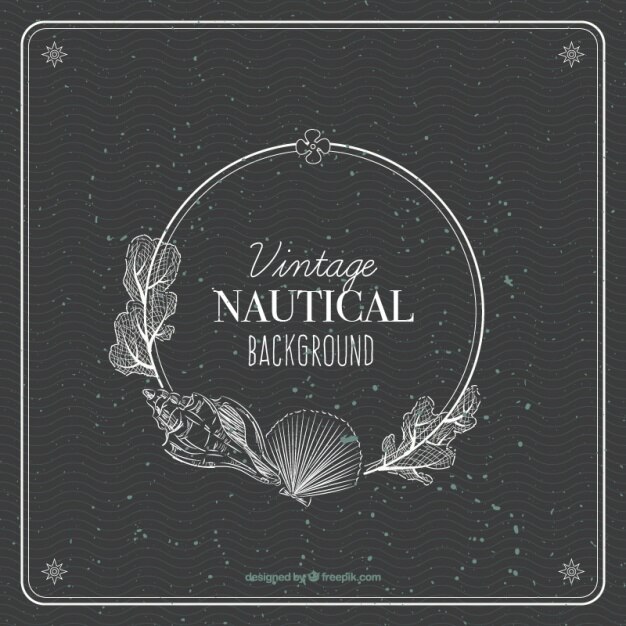 Free Vector nautical background with seaweed and shells