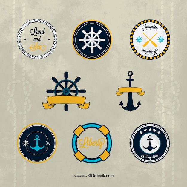 Vettore gratuito vettore badge nautiche